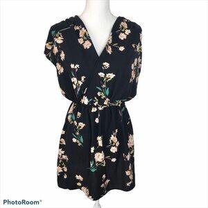 Honey Punch Floral Mini Dress Small Black Pink